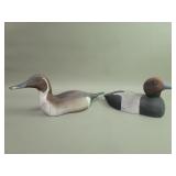 Pair of vintage hand painted carved wood duck