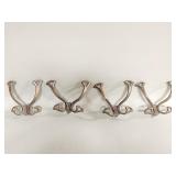 Art Nouveau-style brass finish spelter wall hooks