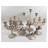Group of vintage brass candleholders