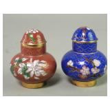 Pair of miniature cloisonne ginger jars