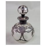 Antique Art Nouveau glass and silver overlay
