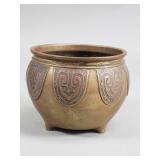 Antique Chinese archaistic tripod bronze censer