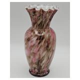 Victorian-style hand-blown spatter art glass vase