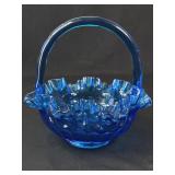 Vintage Fenton cobalt blue glass basket