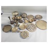 Collection of vintage brass trays, ash trays,