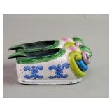 Antique Chinese enamel miniature shoes ashtray