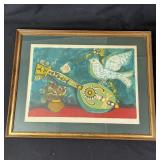 Framed Augustin Ubeda signed color lithograph