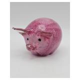 Vintage hand-blown pink glass pig