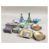 Group of vintage Chinese cloisonne stamp box,