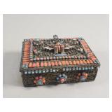Nepalese brass filigree trinket box with