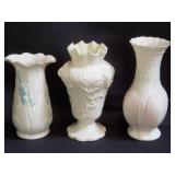 Group of Belleek porcelain vases, box lot
