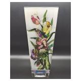 Amia Studios hand-painted glass floral vase