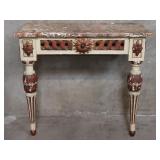 Antique Italian carved wood console table with