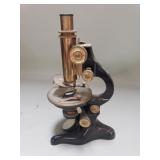 Antique J. Rosenbaum brass microscope with wood