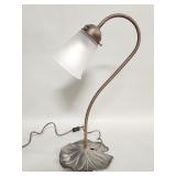 Vintage brass and metal lily pad gooseneck table