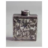 Mexican sterling silver and glass perfume bottle