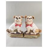 Pair of vintage ceramic dog bookends