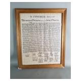 Engraving reproduction of the Declaration of