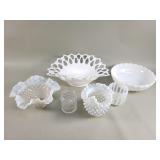 Group of vintage glass, milk glass, crystal