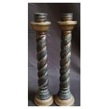 Pair of vintage barley twist candle holders