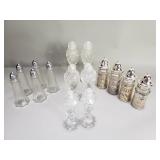 Group of crystal & glass salt & pepper shakers