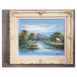 Vintage signed oil painting on canvas