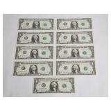 1974 $1 uncirculated, sequential serial #