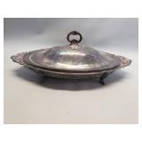 Silver plate Baroque oval server with glass insert