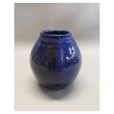 Vintage signed Cobalt blue glazed pottery vase