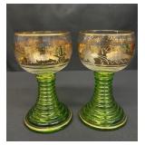 Vintage German Romer etched wine glasses with