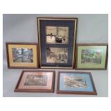 Five Lionel Barrymore gold tone etchings