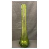 Vintage mid century olive green swung art glass
