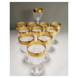Group of vintage gold rimmed glass stemware