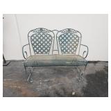 Vintage Woodard-style wrought iron patio glider