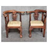 Pair of vintage carved mahogany child