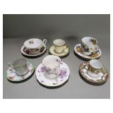 Group of vintage porcelain teacups & saucers