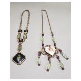 Art Deco enamel necklace & Art Nouveau hand