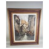 Vintage Camille Fonce-signed hand-colored etching