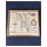 Framed "Nova Belgica et Anglia Nova" print map