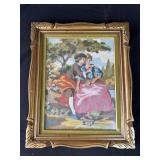Framed needlepoint tapestry