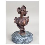 Art Nouveau style bronze bust on a marble base