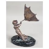 Vintage silver plated sculpture on a marble base