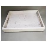 Vintage rectangular white marble vanity/serving