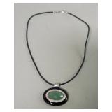 Vintage sterling silver and faceted jade pendant