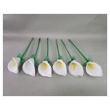 Six hand blown calla lily flowers