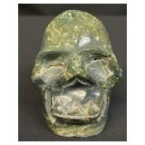 Hand-carved ocean jasper skull specimen