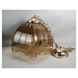 Vintage amber glass 3 bulb pendant light
