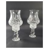 Pair of crystal hurricane candle holders