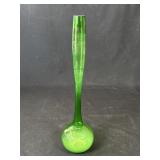 Vintage green art glass vase