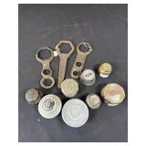 Lot of vintage metal hubcaps